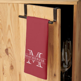 Editable Färg Classic Gräns Namn Monogram Kökshandduk