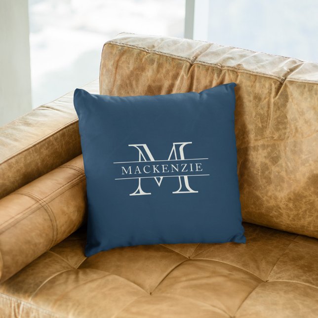 Editable Färg Classic Gräns Namn Monogram Kudde (Skapare uppladdad)