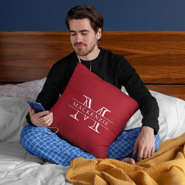 Editable Färg Classic Gräns Namn Monogram Kudde