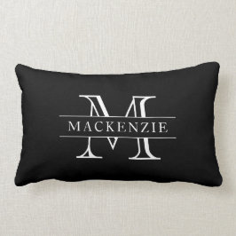 Editable Färg Classic Gräns Namn Monogram Lumbarkudde