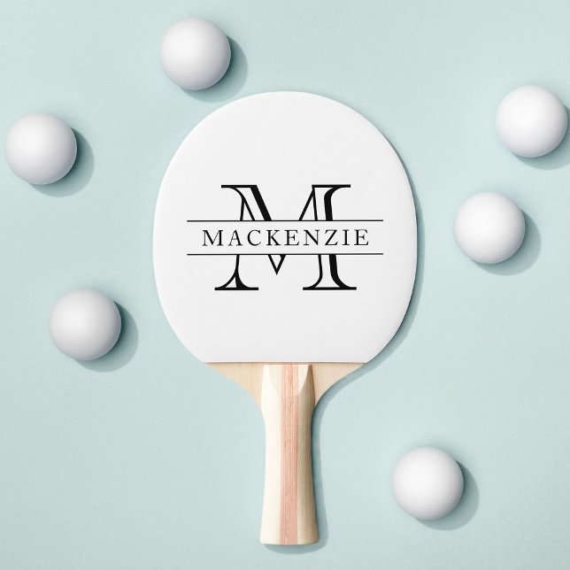 Editable Färg Classic Gräns Namn Monogram Pingisracket (Skapare uppladdad)