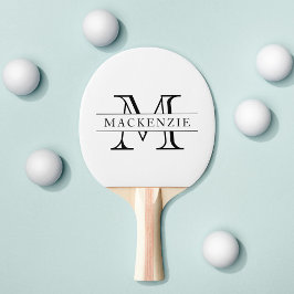 Editable Färg Classic Gräns Namn Monogram Pingisracket