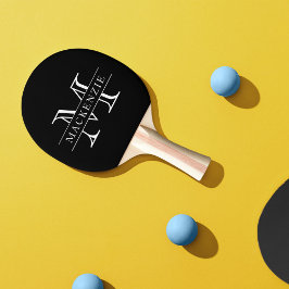 Editable Färg Classic Gräns Namn Monogram Pingisracket