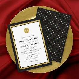 Editable Färg Classic Guld Round Monogram Bröllop Inbjudningar