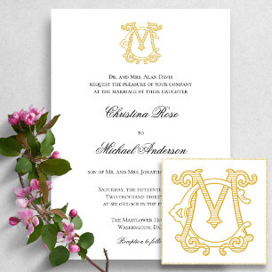 EDITABLE FÄRG CM Monogram MC-Logotyp - inbjudan