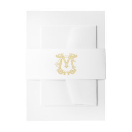 EDITABLE FÄRG CM Monogram MC Monogram Belly Band För Inbjudningskort