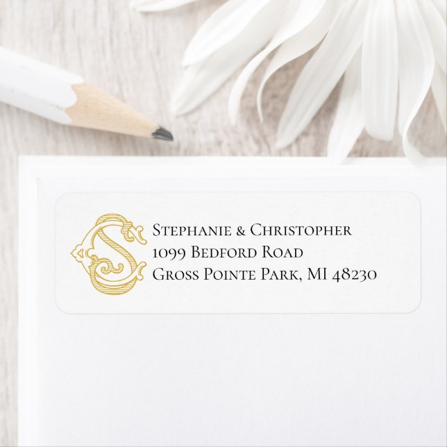 EDITABLE FÄRG CS Monogram SC Monogram-etikett Returadress Etikett (Insitu)