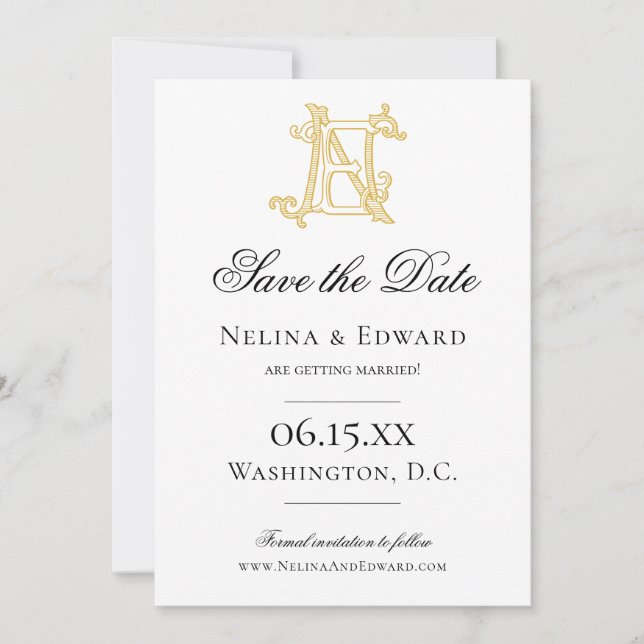 EDITABLE FÄRG EN Monogram NE Monogram - inbjudan (Framsida)