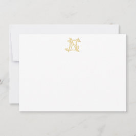 EDITABLE FÄRG EN Monogram NE Monogram Notecard Anteckningskort