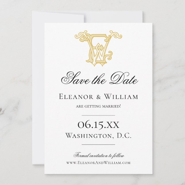 EDITABLE FÄRG EW Monogram WE Monogram - inbjudan (Framsida)