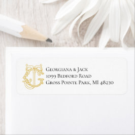 EDITABLE FÄRG GJ Monogram JG Monogram-etikett Returadress Etikett