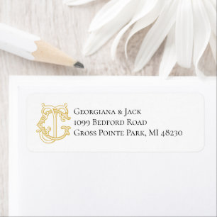 EDITABLE FÄRG GJ Monogram JG Monogram-etikett Returadress Etikett