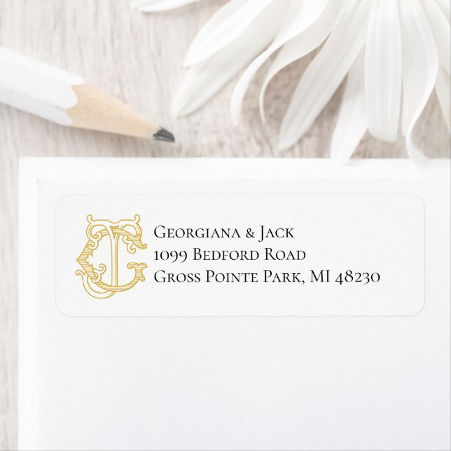 EDITABLE FÄRG GJ Monogram JG Monogram-etikett Returadress Etikett (Insitu)