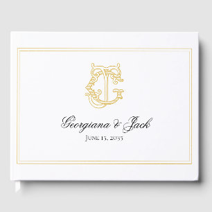 EDITABLE FÄRG GJ Monogram JG Monogram Guest Bok