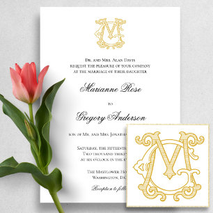EDITABLE FÄRG GM Monogram MG Logotyp Inbjudan till