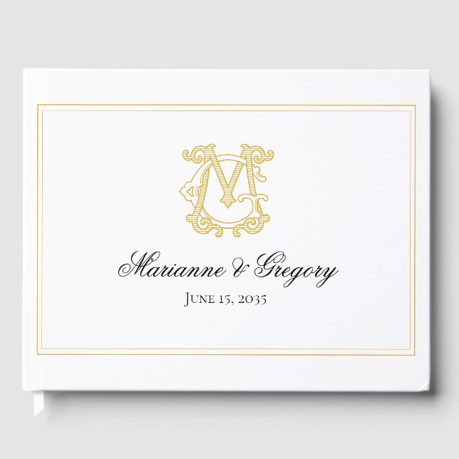 EDITABLE FÄRG GM Monogram MG Monogram Guest Bok (Framsida)