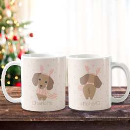 Editable Färg God jul Dachshund Puppy Kaffemugg