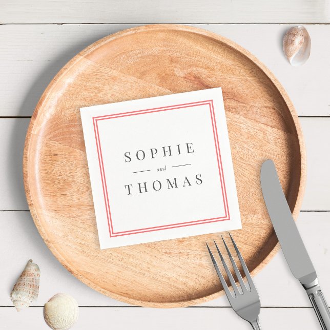 Editable Färg Gräns Modern Classic Bröllop Pappersservett (Skapare uppladdad)