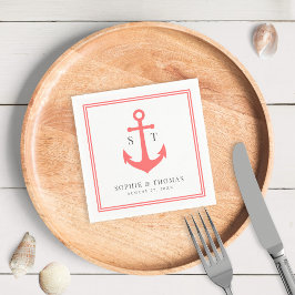 Editable Färg Gräns Monogram Anchor Bröllop Pappersservett