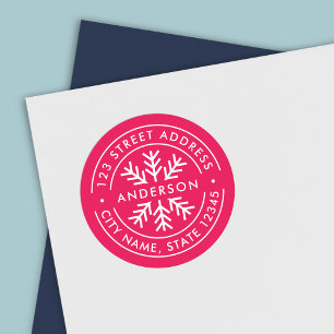 EDITABLE FÄRG Gräns Snowflake-Returadress Runt Klistermärke