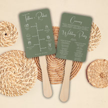 Editable Färg Grönt Bröllop Ceremony Program