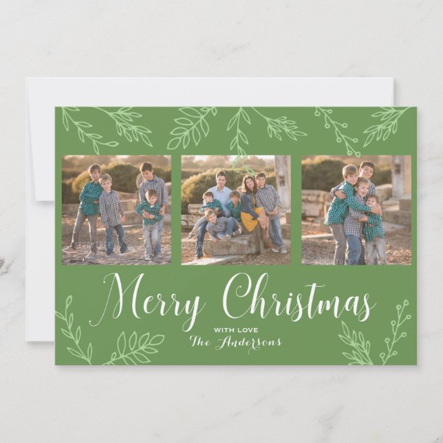 EDITABLE Färg Hand plockade Löv Julfoto  Julkort (Framsida)