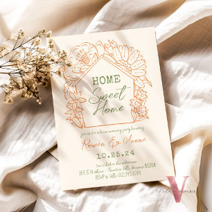 Editable Färg Handdragen Sweet House Warming Inbjudningar