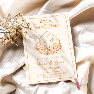 Editable Färg Handdragen Sweet House Warming Inbjudningar