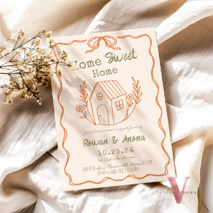 Editable Färg Handdragen Sweet House Warming Invit Inbjudningar