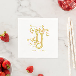 EDITABLE FÄRG JJ Monogram JJ Logotyp Napkins Pappersservett