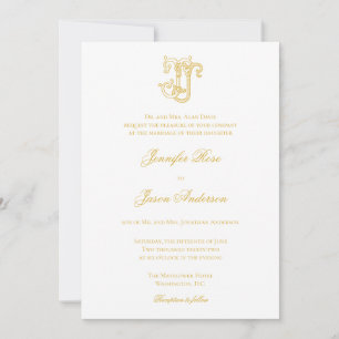 EDITABLE FÄRG JJ Monogram JJ-Logotypens inbjudan