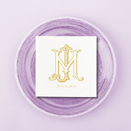 EDITABLE FÄRG JM Monogram MJ Monogram Napkins Pappersservett