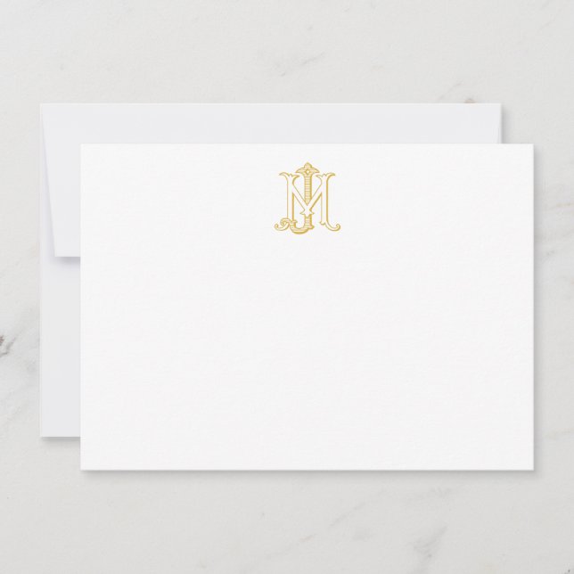 EDITABLE FÄRG JM Monogram MJ Monogram Note Card Anteckningskort (Framsida)
