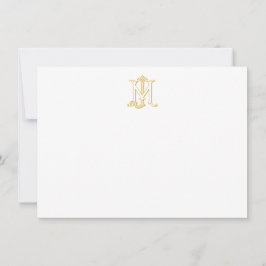 EDITABLE FÄRG JM Monogram MJ Monogram Note Card Anteckningskort