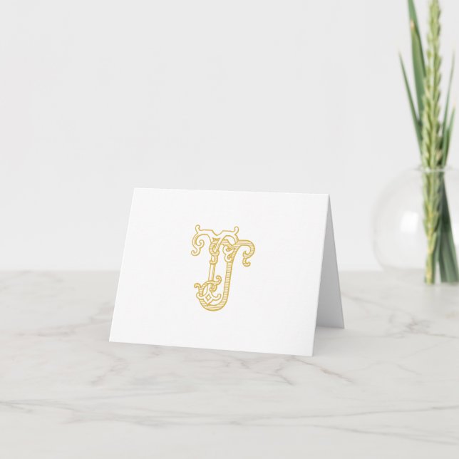 EDITABLE FÄRG JT Monogram TJ Monogram Notecard Kort (Framsida)
