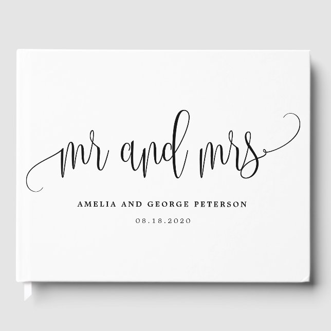 EDITABLE FÄRG Loely Calligraphy LCC Mr. och Mrs. Gästböcker (Framsida)