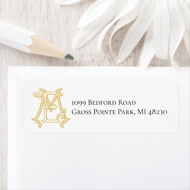 EDITABLE FÄRG ME Monogram EM Monogram-etikett Returadress Etikett (Insitu)