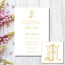 EDITABLE FÄRG MJ Monogram JM Monogram - inbjudan