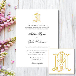 EDITABLE FÄRG MJ Monogram JM Monogram - inbjudan