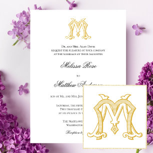 EDITABLE FÄRG MM Monogram MM Logotyp-inbjudan Inbjudningar