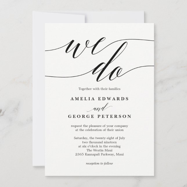 EDITABLE FÄRG Modern bröllopsinbjudan #MSC Inbjudningar (Framsida)