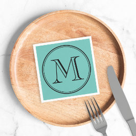 Editable Färg Modern Classic Round Black Monogram Pappersservett