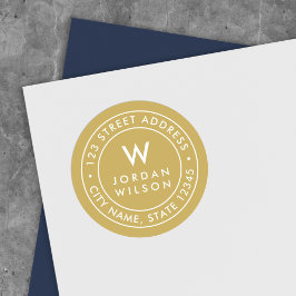 EDITABLE Färg Monogram Gräns Returadress Runt Klistermärke