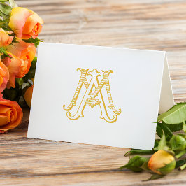 EDITABLE FÄRG MORSA Monogram AM Monogram Notecard Kort