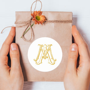 EDITABLE FÄRG MORSA Monogram AM Monogram Sticker Runt Klistermärke