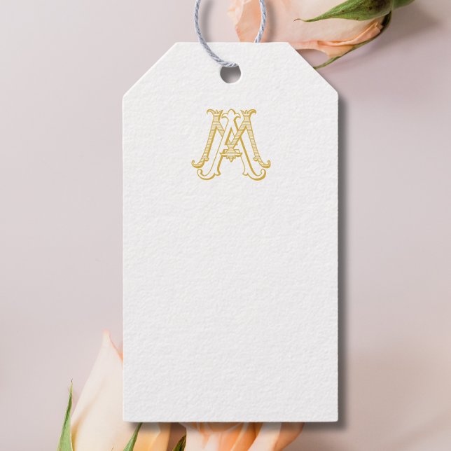 EDITABLE FÄRG MORSA Monogram eller AM Monogram Gif Presentetikett (Skapare uppladdad)
