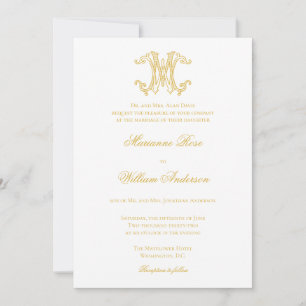 EDITABLE FÄRG MW Monogram WM-Logotyp - inbjudan