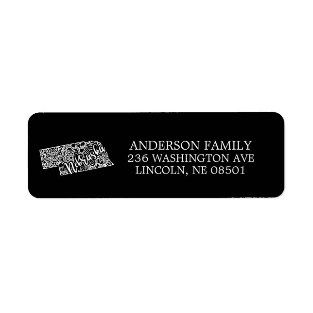 Editable Färg NEBRASKA Flytta Announement Returadress Etikett (Framsidan)