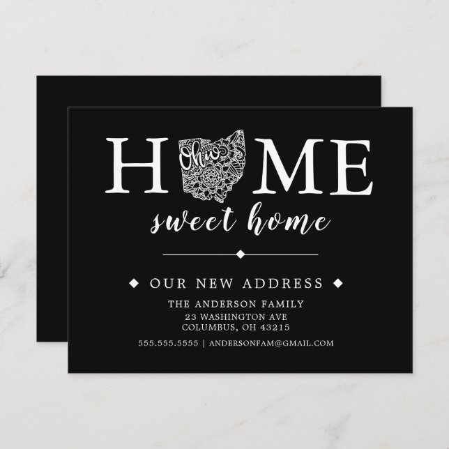 Editable Färg OHIO Flytta Announcement Inbjudningar (Fram/baksida)