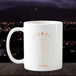 Editable Färg Peach Gemini Zodiac-tecken Kaffemugg